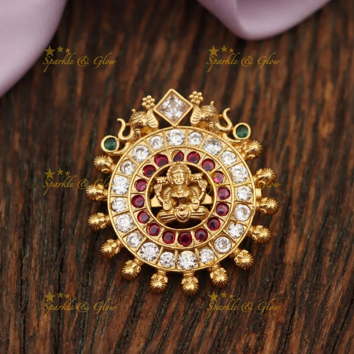Exquisite Gold Lakshmi Saree Pin for Weddings & Festivals