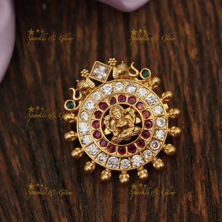 Exquisite Gold Lakshmi Saree Pin for Weddings & Festivals