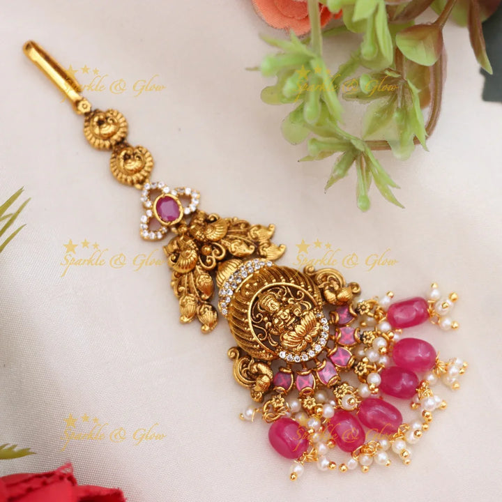 Exquisite Lakshmi Peacock Maang Tikka for Weddings