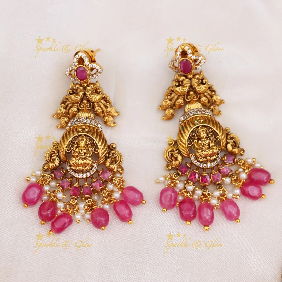 Exquisite Lakshmi Peacock Temple Beaded Haram Necklace