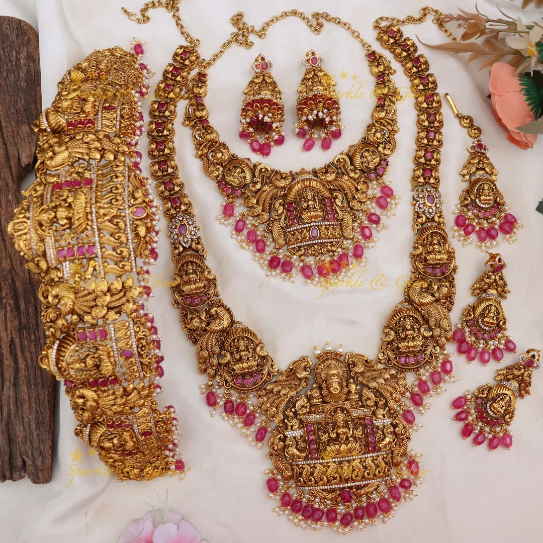 Exquisite Grand Lakshmi Peacock Bridal Jewellery Set