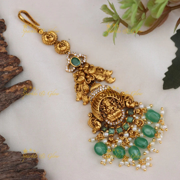 Exquisite Lakshmi Peacock Maang Tikka for Weddings
