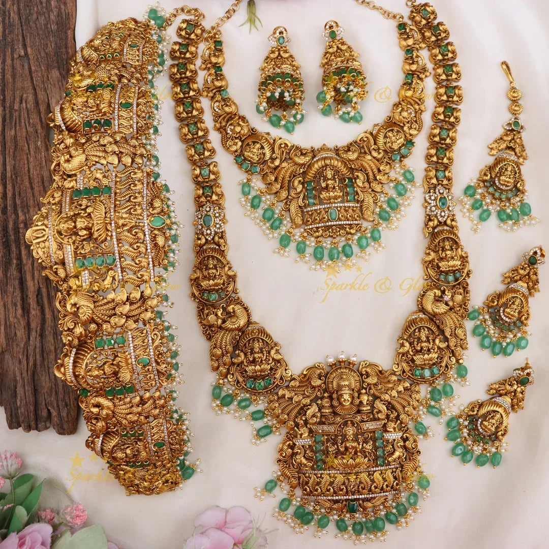 Exquisite Grand Lakshmi Peacock Bridal Jewellery Set