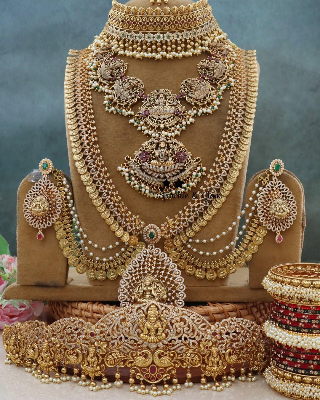 Exquisite Lakshmi Coin Temple Bridal Jewellery Set