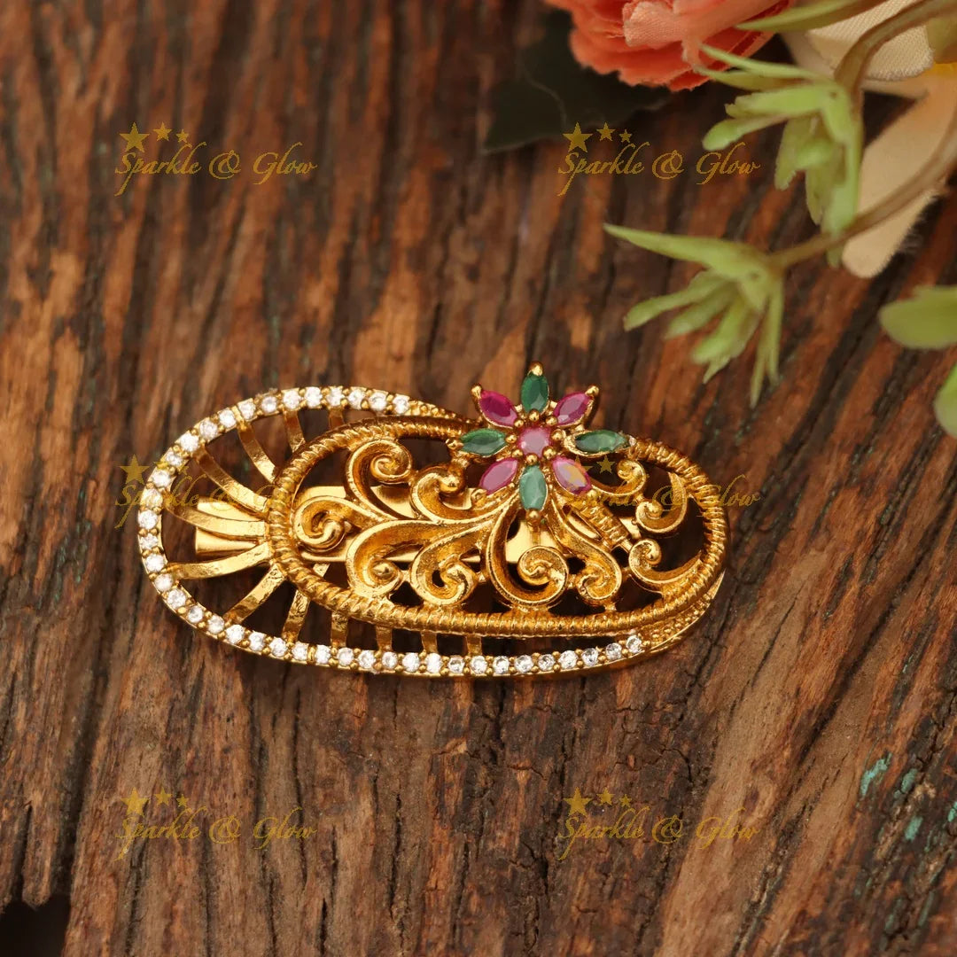 Gold-Alike Saree Pin for Weddings & Celebrations