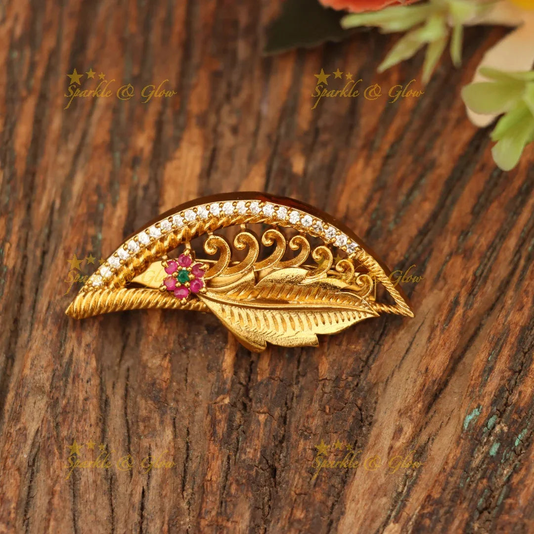Elevate Your Look with a Festive Gold-Alike Saree Pin