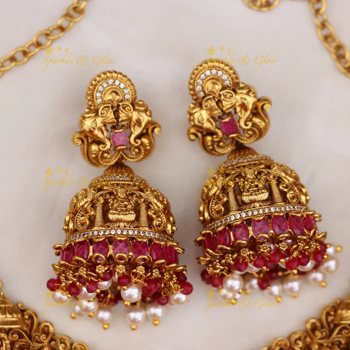 Exquisite Gold Temple Necklace Set | Perfect for Weddings