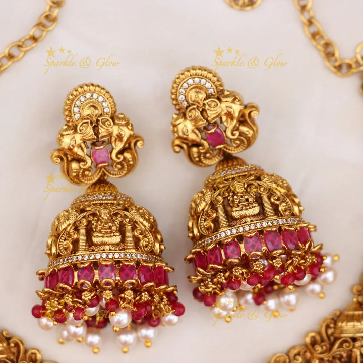 Exquisite Gold Temple Necklace Set | Perfect for Weddings