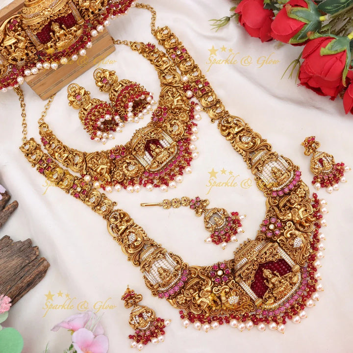 Exquisite Temple Bridal Jewelry Set with Lakshmi Design