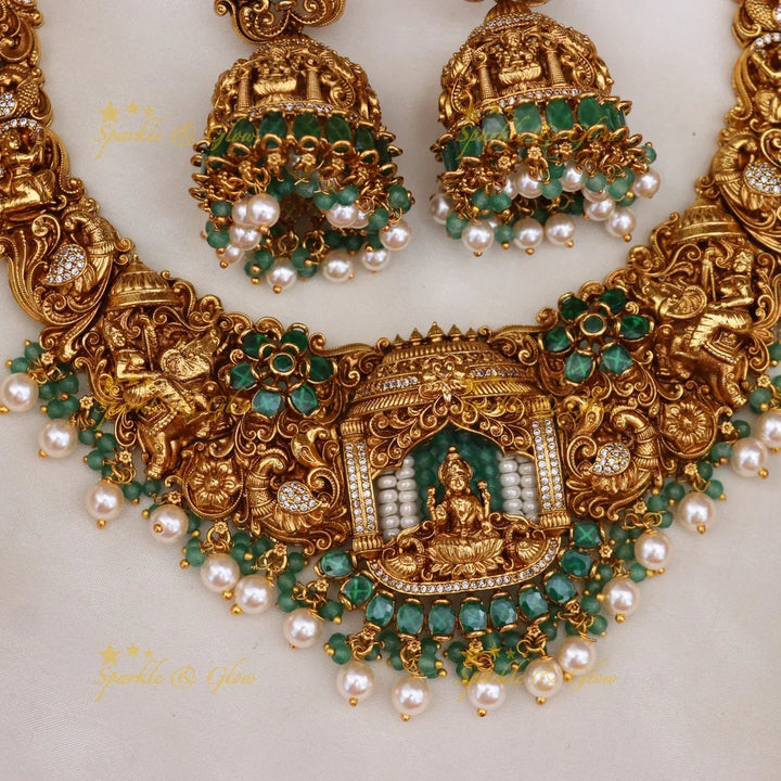 Exquisite Gold Temple Necklace Set | Perfect for Weddings