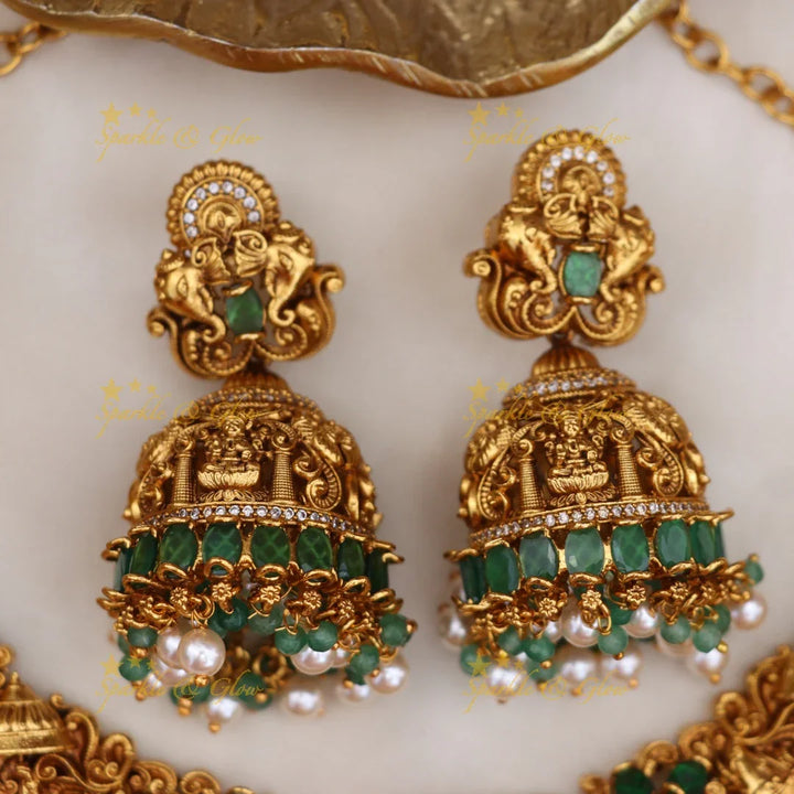 Exquisite Gold Temple Necklace Set | Perfect for Weddings