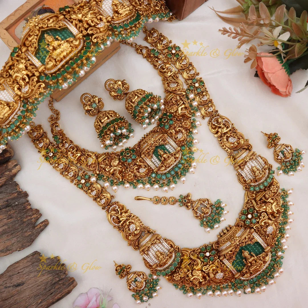 Exquisite Temple Bridal Jewelry Set with Lakshmi Design