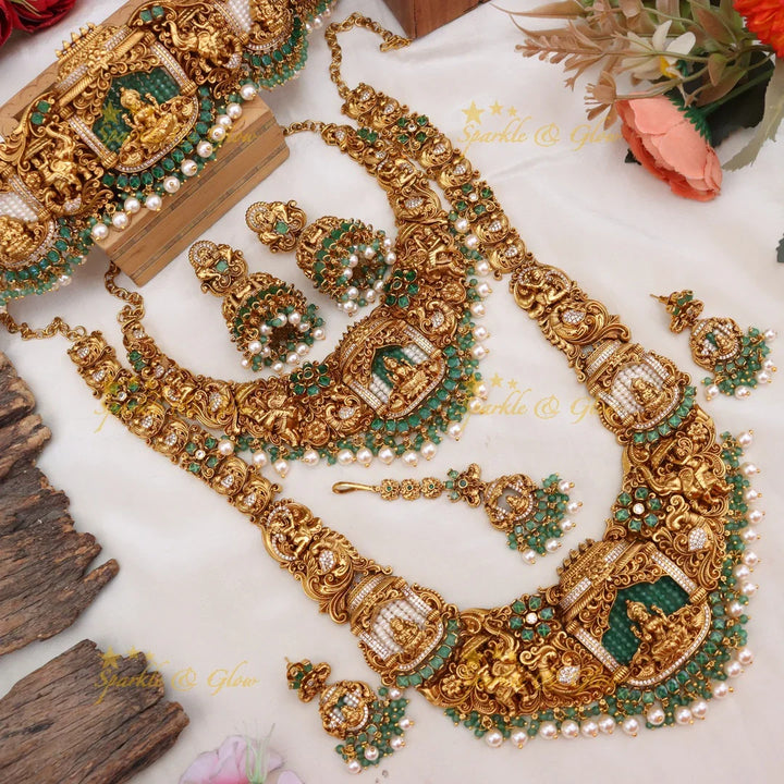 Exquisite Temple Bridal Jewelry Set with Lakshmi Design