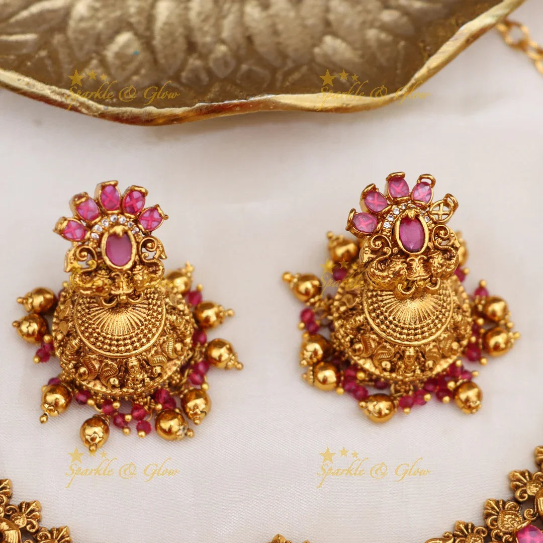 Exquisite Lakshmi Peacock Temple Necklace – Sparkle & Glow