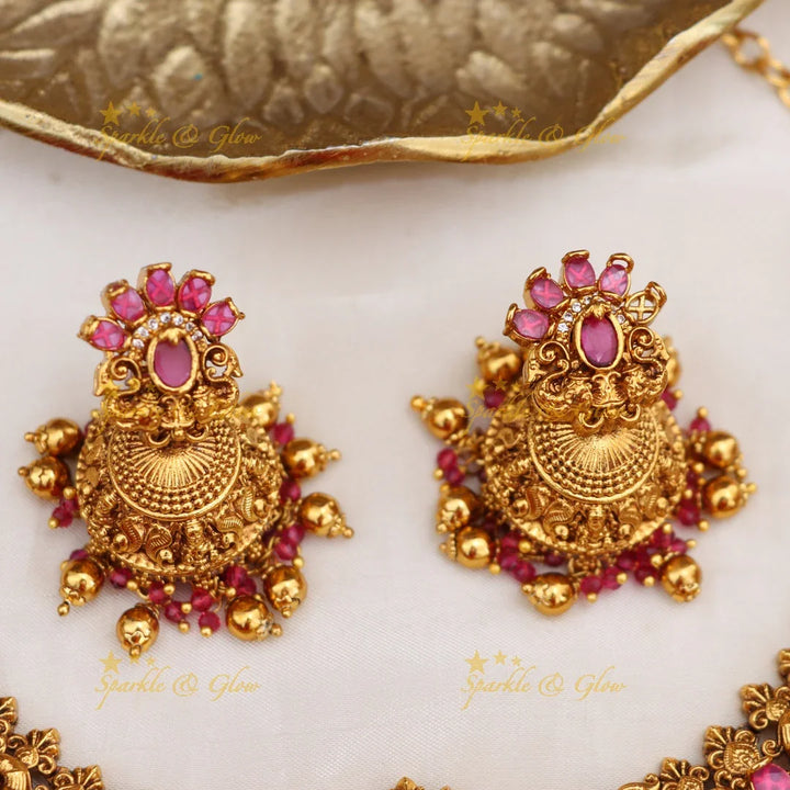 Exquisite Lakshmi Peacock Temple Necklace – Sparkle & Glow
