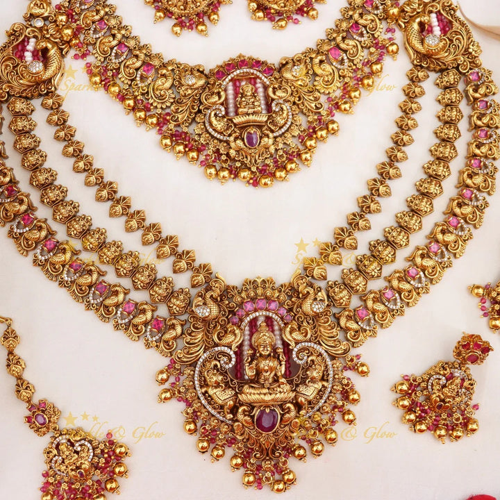 Exquisite Lakshmi Temple Bridal Jewellery Set