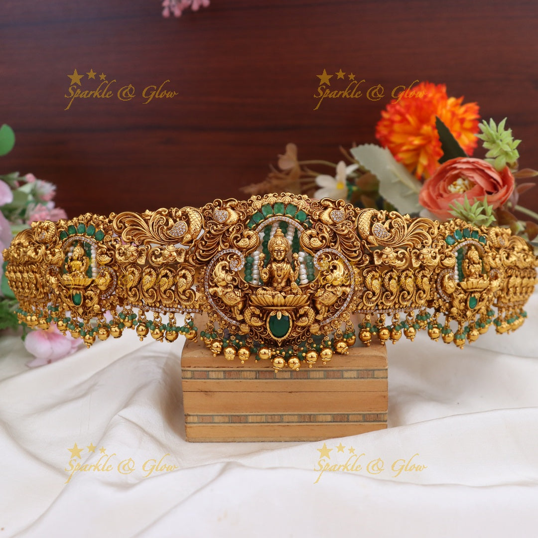 Exquisite Lakshmi Temple Hipbelt with Floral Motifs