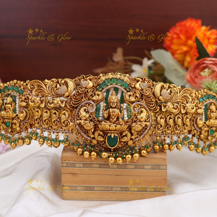 Exquisite Lakshmi Temple Hipbelt with Floral Motifs
