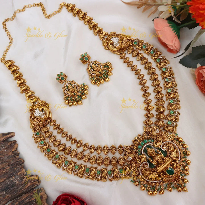 Exquisite Lakshmi Peacock Bridal Haram Necklace