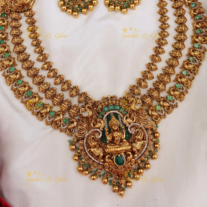 Exquisite Lakshmi Peacock Bridal Haram Necklace