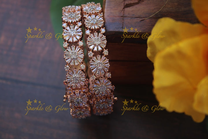 Rose Gold  AD stone bangles a pair   - 2.8