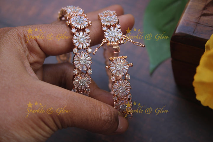 Rose Gold  AD stone bangles a pair   - 2.8