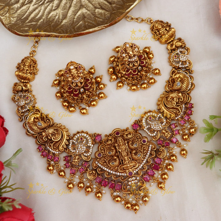 Gold-Like Temple Necklace for Weddings and Festivals