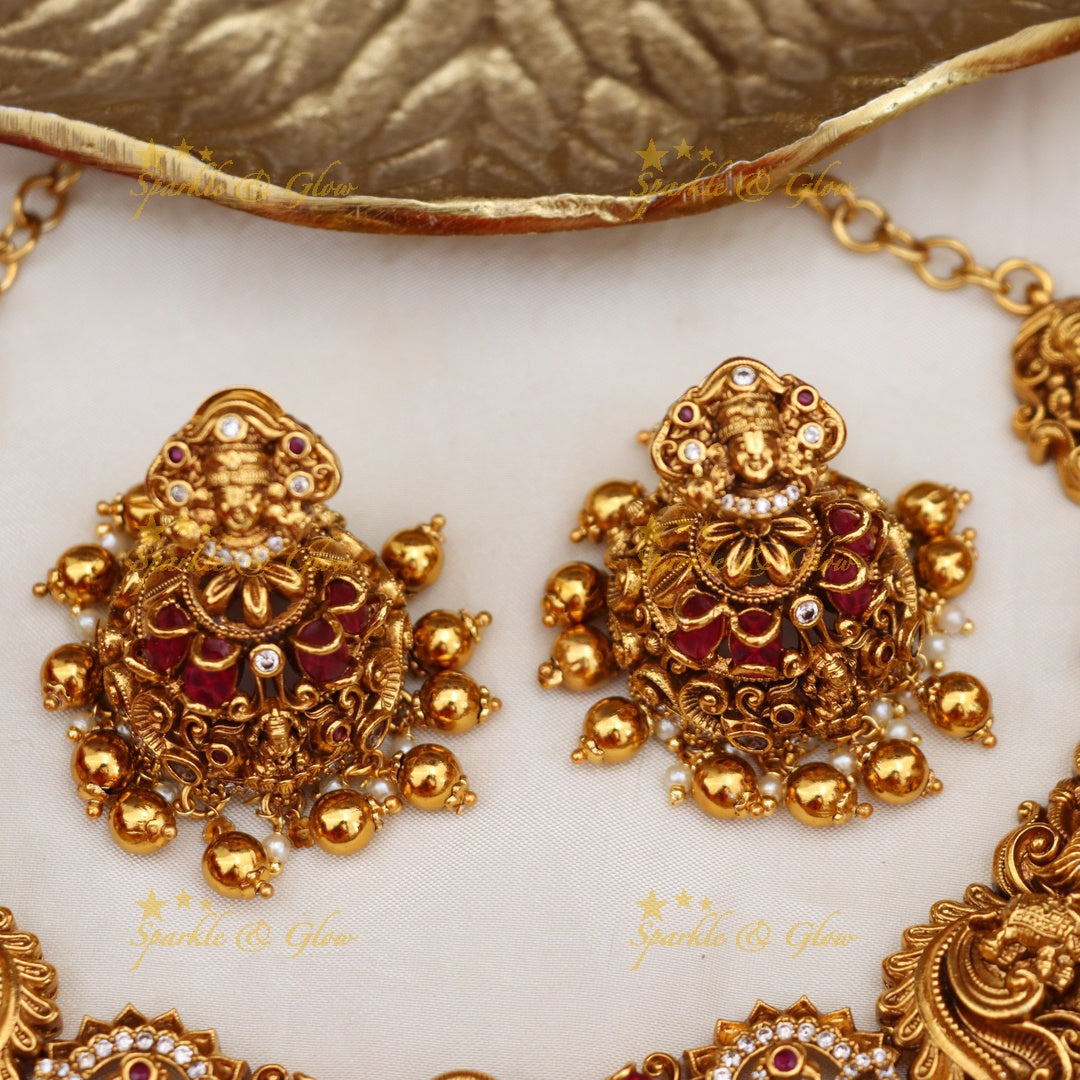 Gold-Like Temple Necklace for Weddings and Festivals