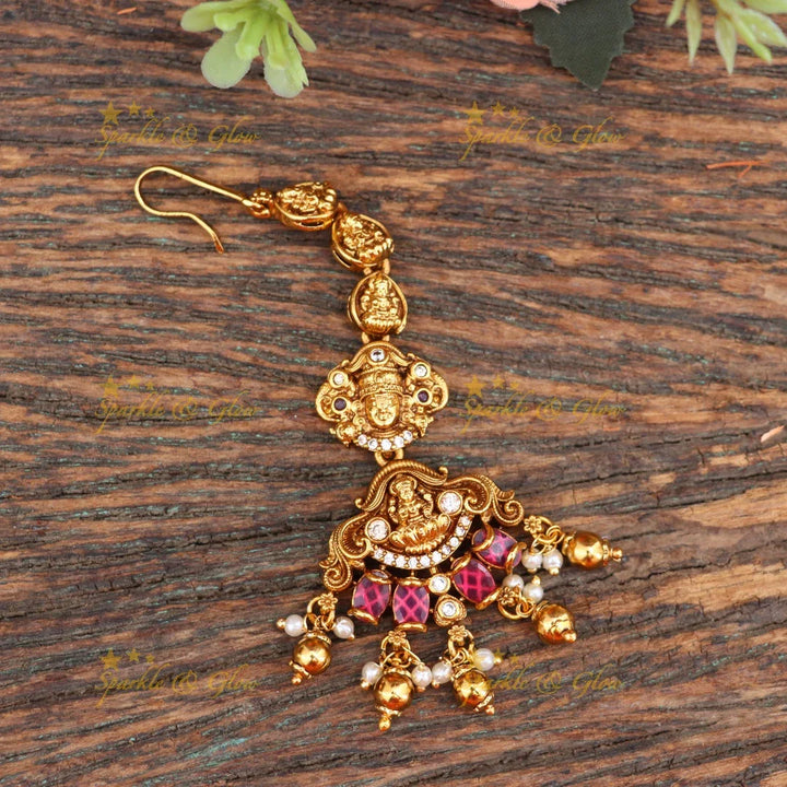 Luxurious Temple Maang Tikka with Lakshmi & Peacock