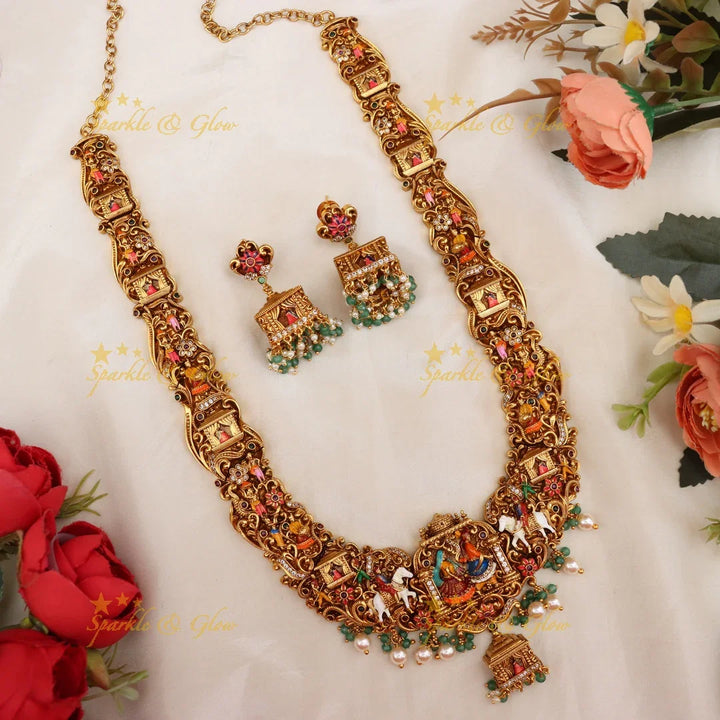 Magnificent Meenakari Temple Bridal Necklace Set