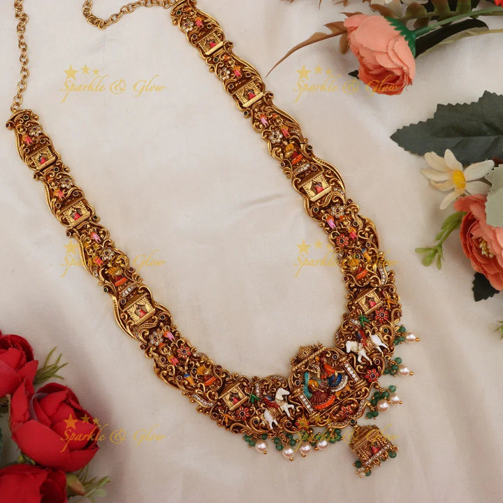 Magnificent Meenakari Temple Bridal Necklace Set