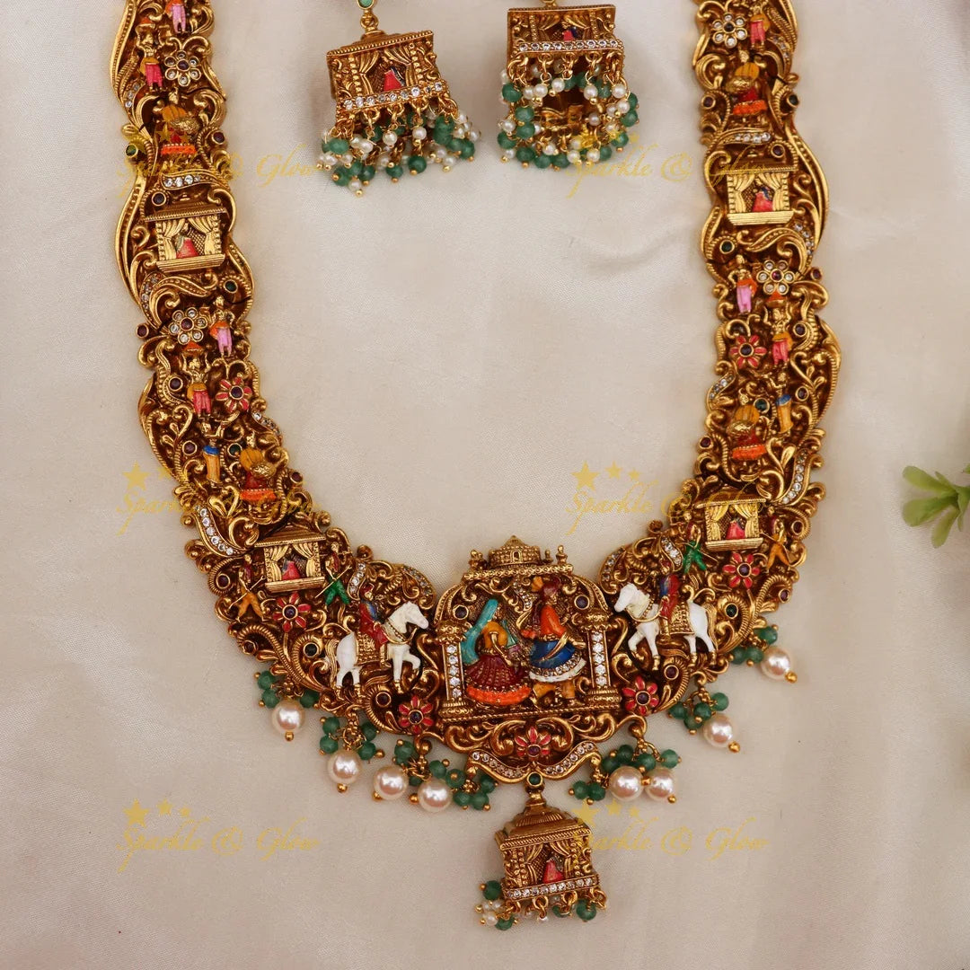 Magnificent Meenakari Temple Bridal Necklace Set