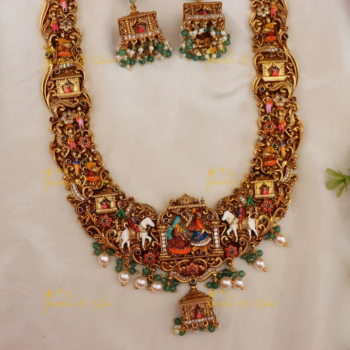 Magnificent Meenakari Temple Bridal Necklace Set
