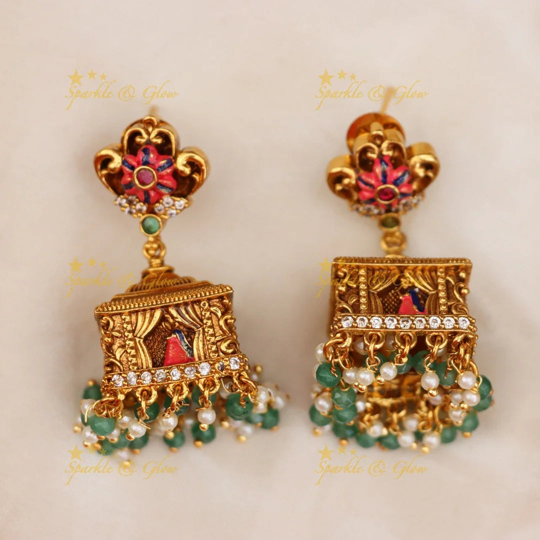 Magnificent Meenakari Temple Bridal Necklace Set