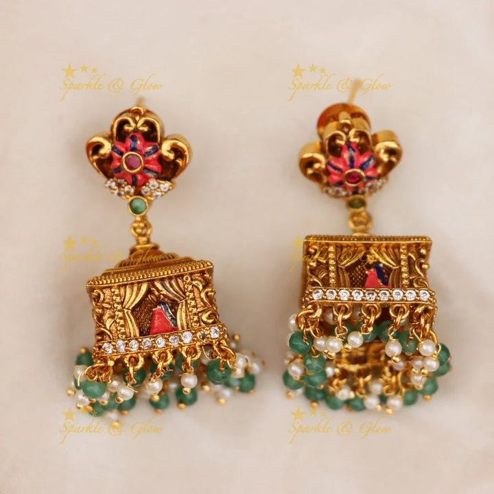 Magnificent Meenakari Temple Bridal Necklace Set
