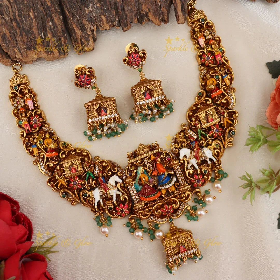 Exquisite Indian Bridal Temple Necklace Set - Shop Now