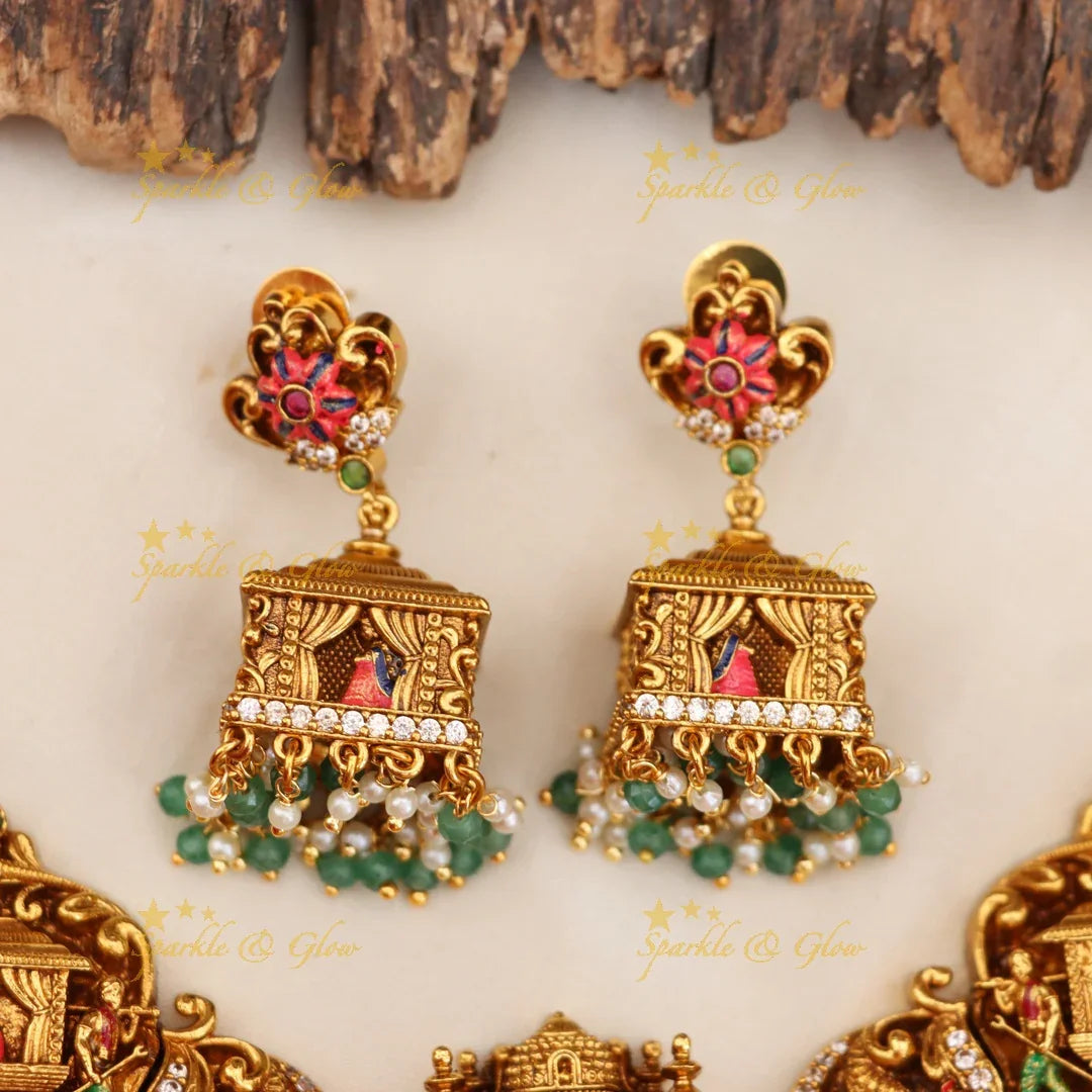 Exquisite Indian Bridal Temple Necklace Set - Shop Now