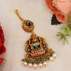 Exquisite Gold Lakshmi Maang Tikka for Bridal Elegance