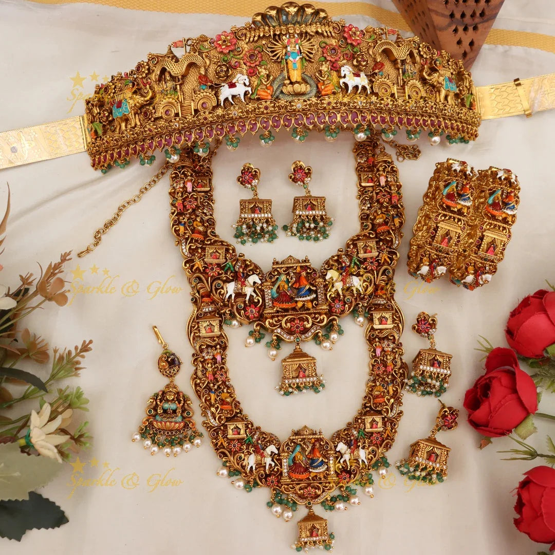 Exquisite Temple Meenakari Bridal Jewellery Set