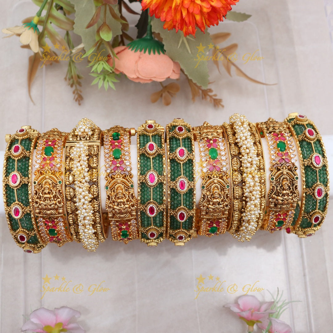 Stunning Kundan Bridal Bangles Set in Mint Green