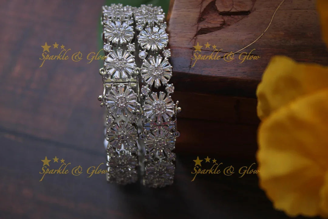 Silver AD stone bangles a pair - 2.8 - Sparkle and Glow