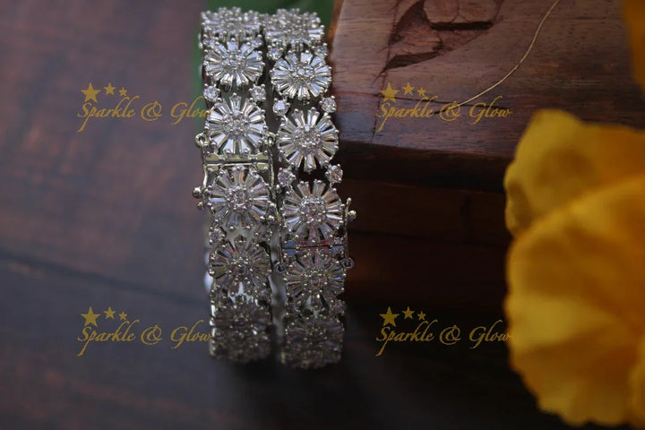Silver AD stone bangles a pair - 2.8 - Sparkle and Glow