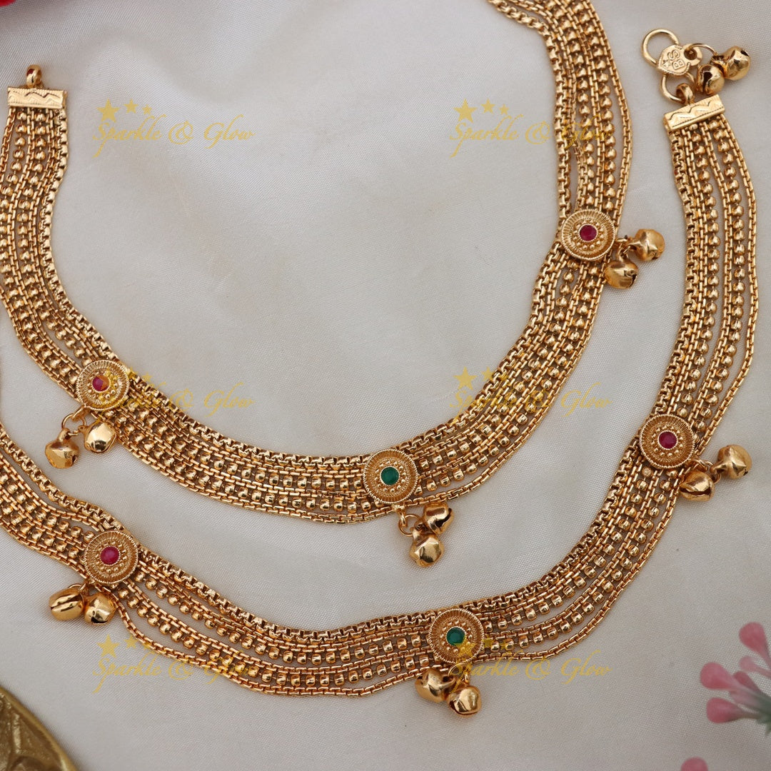 Exquisite Gold Alike Anklets for Festive Celebrations