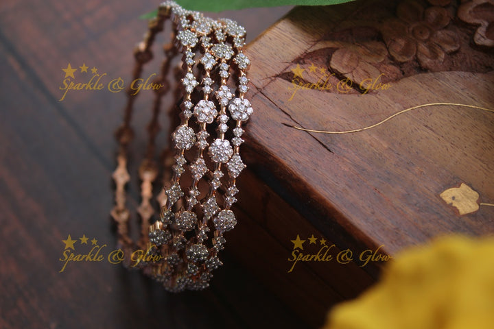 Rose Gold  AD stone bangles - set of four -   - 2.8