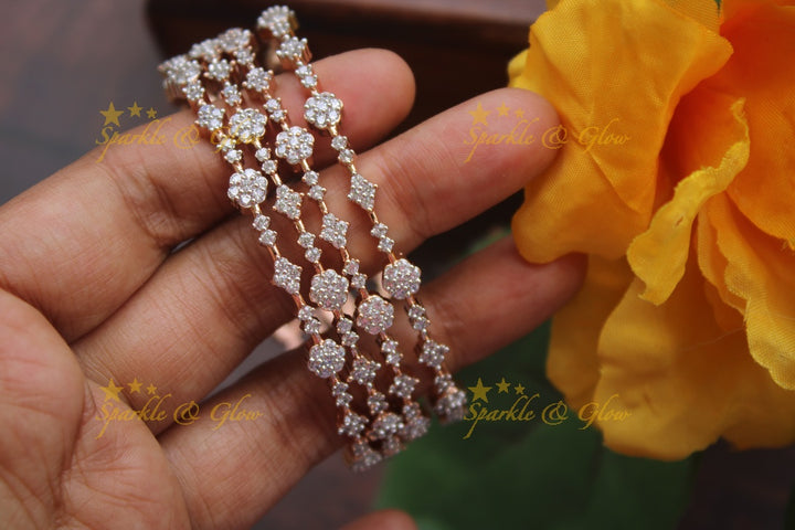 Rose Gold  AD stone bangles - set of four -   - 2.8
