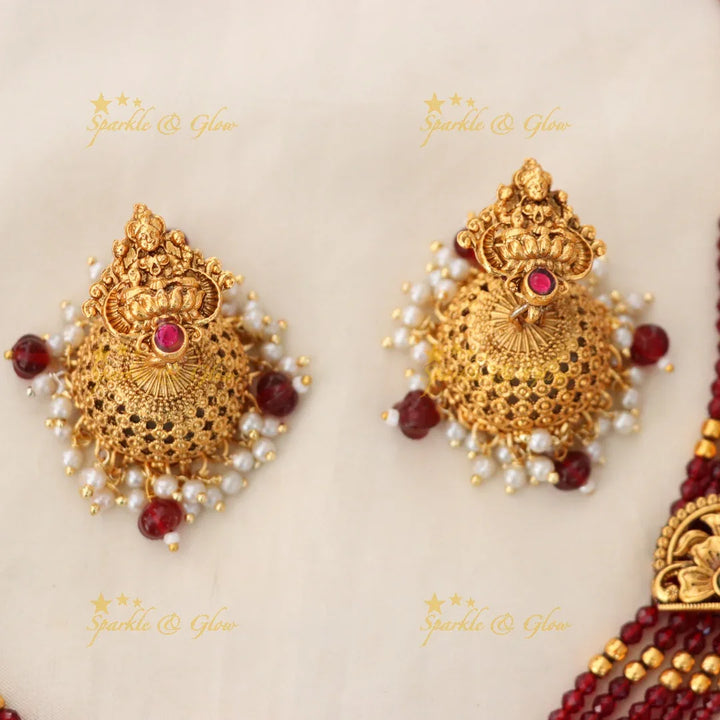 Exquisite Long Temple Necklace Set for Festive Celebrations