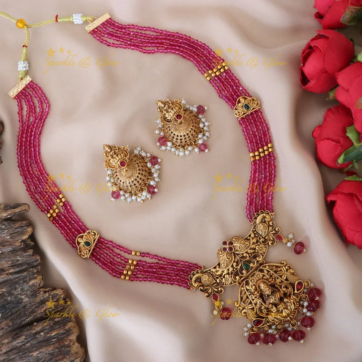 Elegant Temple Necklace Set with Earrings