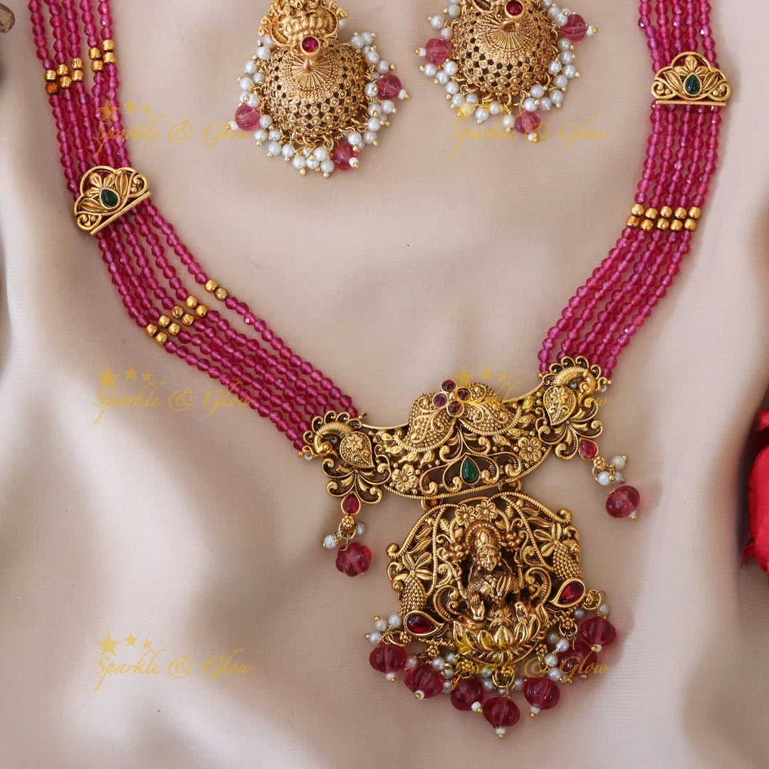 Elegant Temple Necklace Set with Earrings