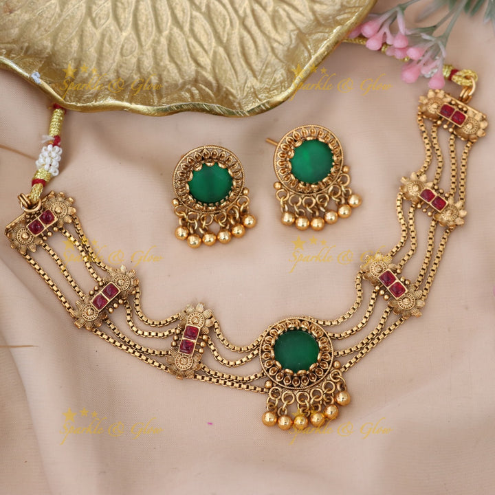 Exquisite High Neck Choker Necklace - Festive Elegance