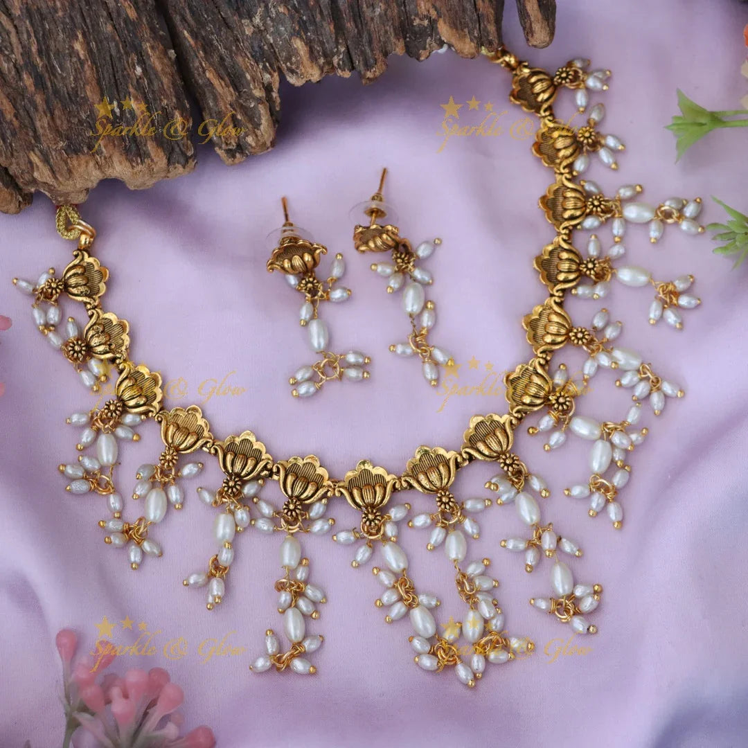 Exquisite Gold Plated Pearl Necklace for Festive Elegance